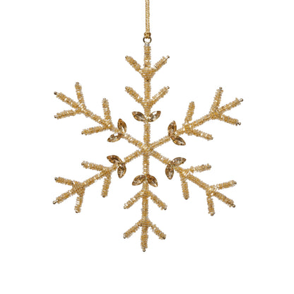 Golden Beaded Snowflake Ornament, 6" - CARLYLE AVENUE