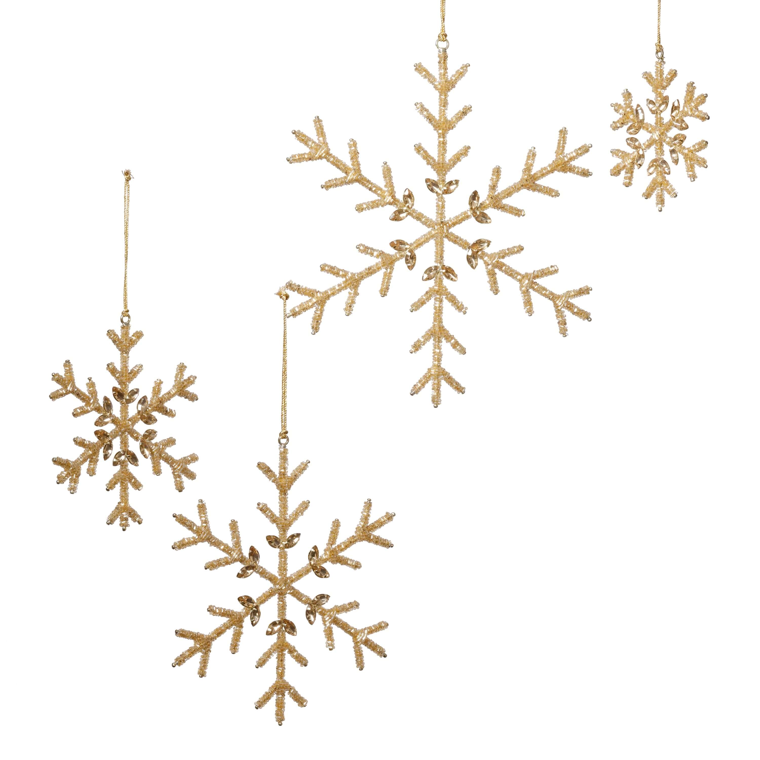 Golden Beaded Snowflake Ornament, 6" - CARLYLE AVENUE
