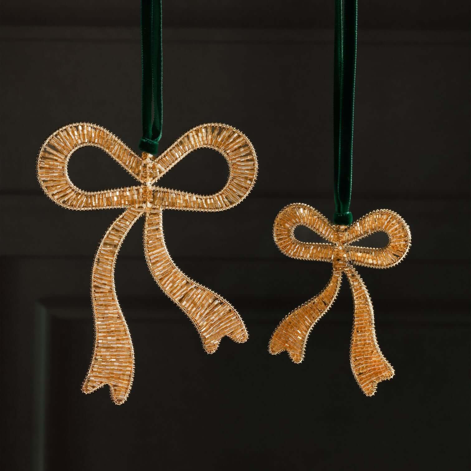 Gold Beaded Bow Ornament, Set of 12 Assorted - Ornaments by Carlyle Avenue