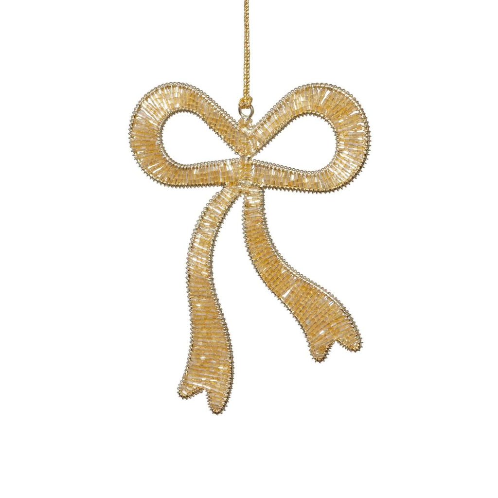 Gold Beaded Bow Ornament, Set of 12 Assorted - Ornaments by Carlyle Avenue