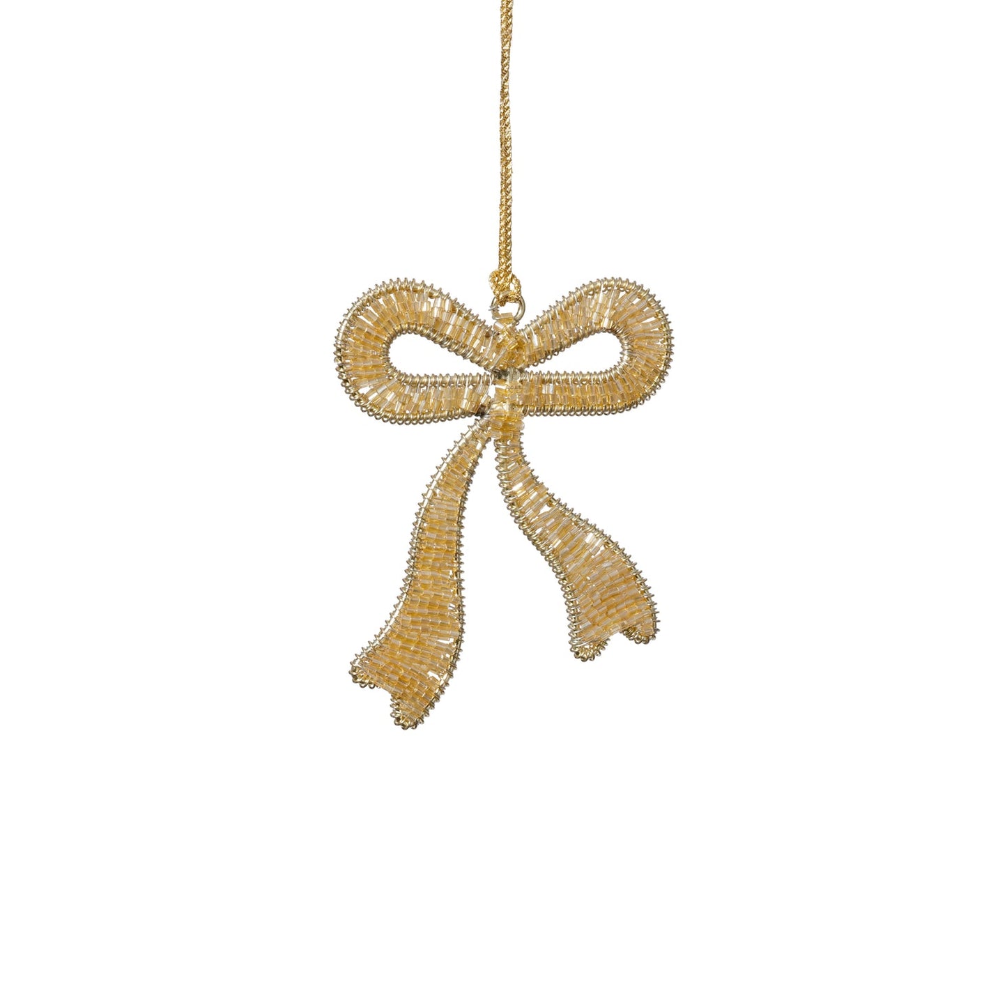 Gold Beaded Bow Ornament - Set of 6 Assorted
