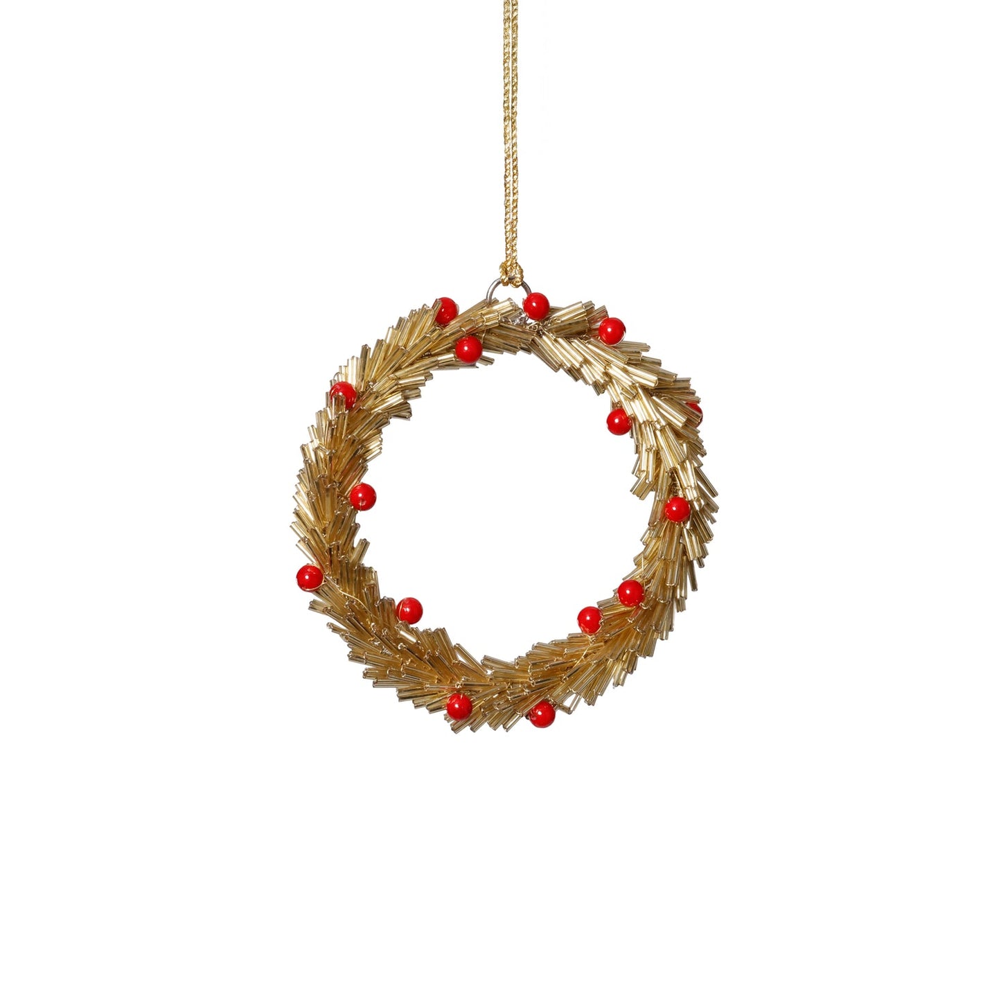 Beaded Wreath Ornament – Set of 6