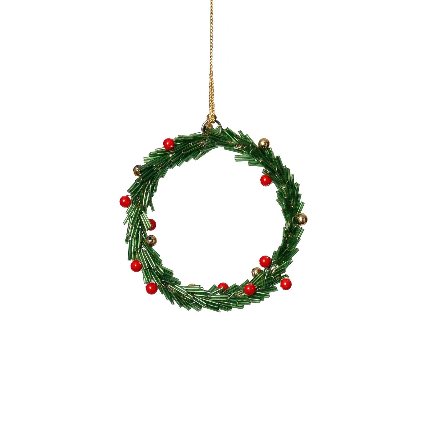 Beaded Wreath Ornament – Set of 6