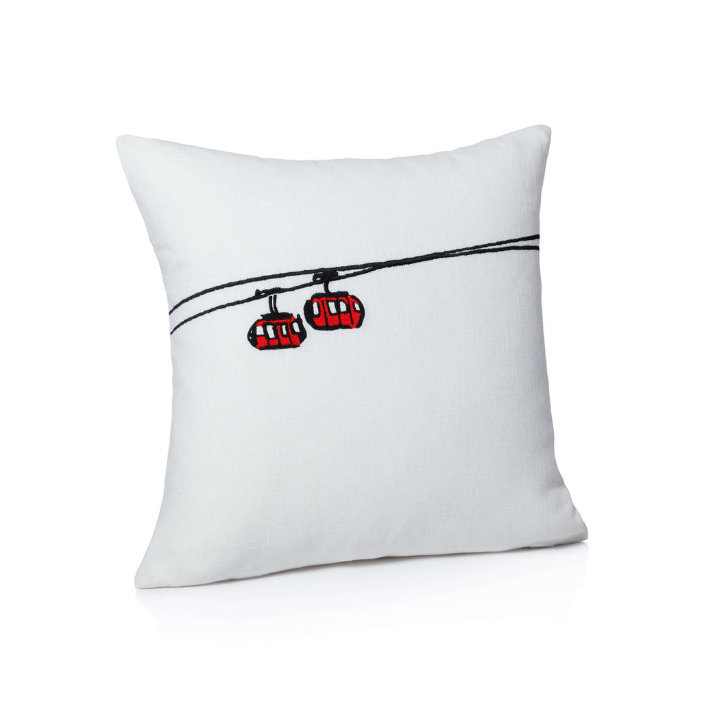 Ski Mountain Cotton Embroidered Throw Pillow - Gondola - Throw Pillow by Carlyle Avenue