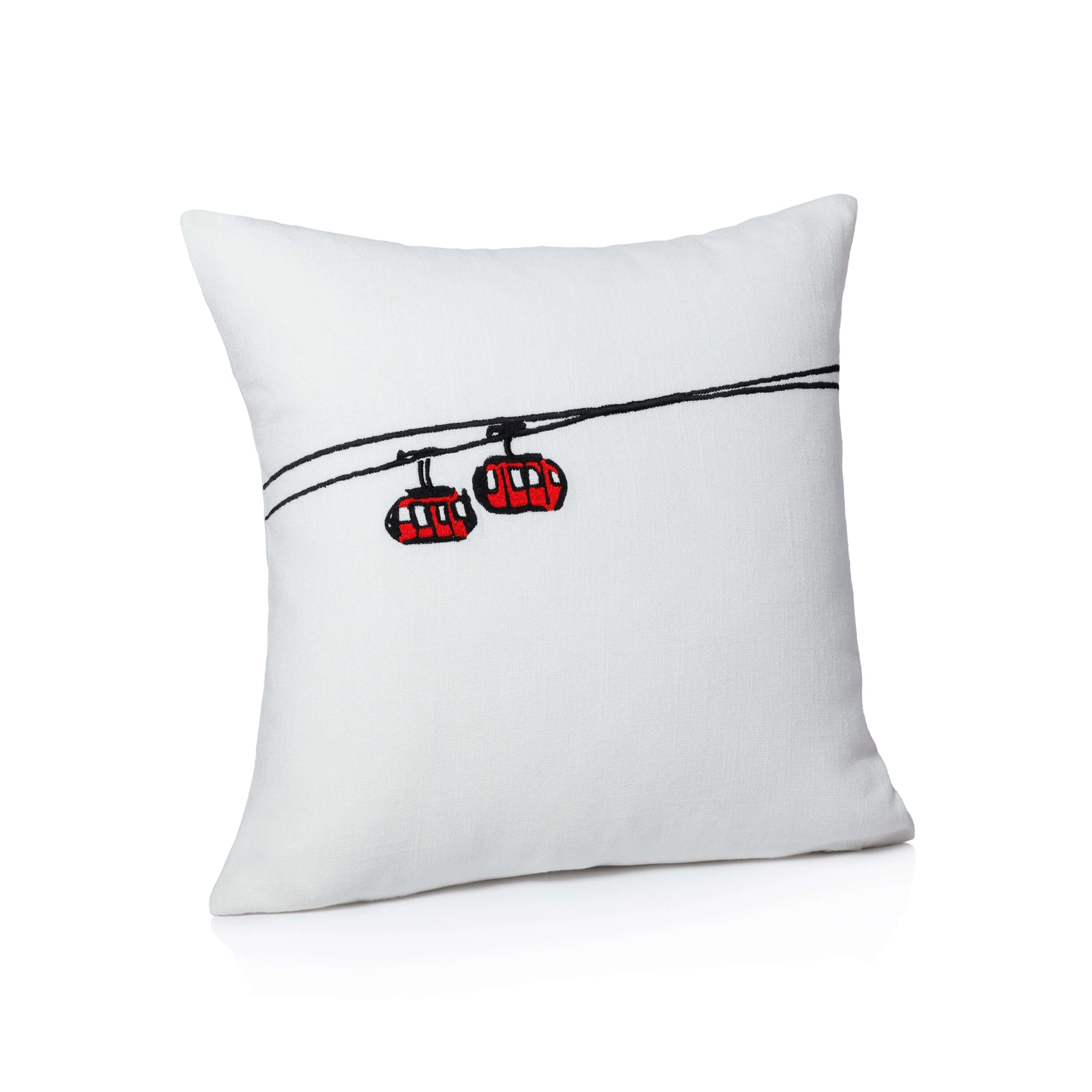 Ski Mountain Cotton Embroidered Throw Pillow - Gondola - Throw Pillow by Carlyle Avenue