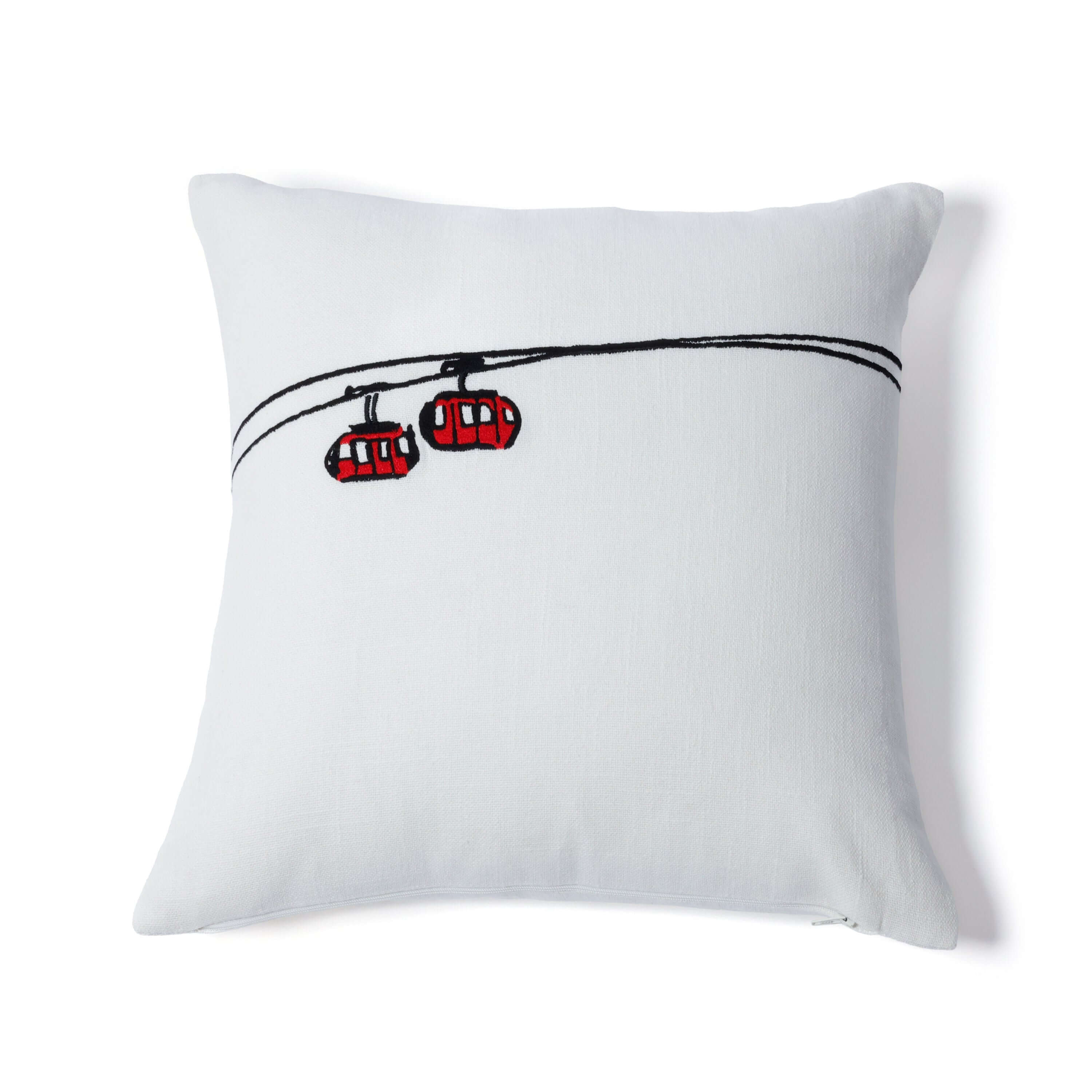 Ski Mountain Cotton Embroidered Throw Pillow - Gondola - Throw Pillow by Carlyle Avenue