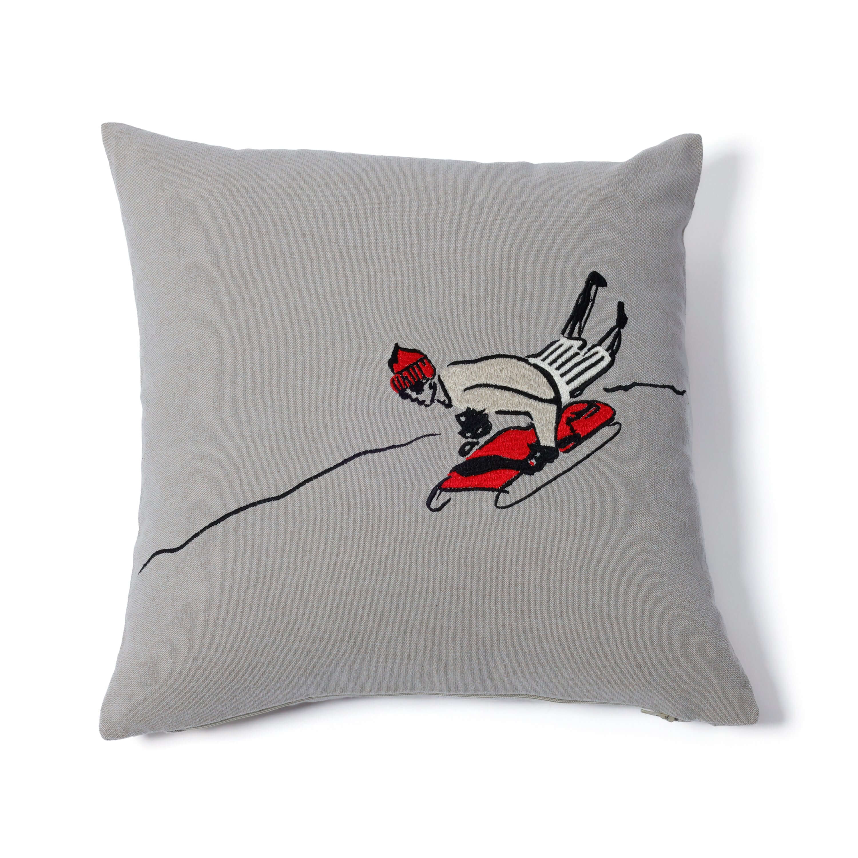 St. Mortiz Glam Cotton Chambray Throw Pillow - Sledding