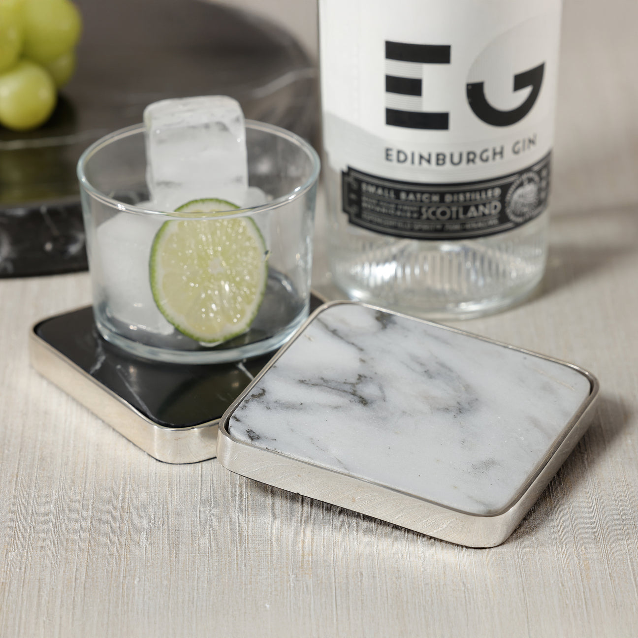 Roku Silver Border Drink Coaster (Set of 6)