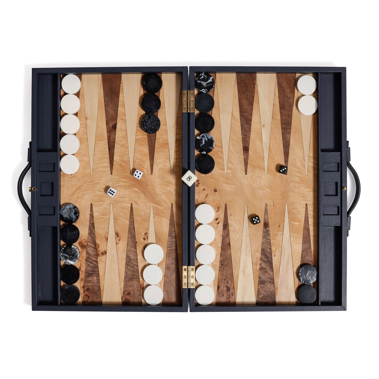 Geneva 19" Backgammon Set - Marine Blue Leather