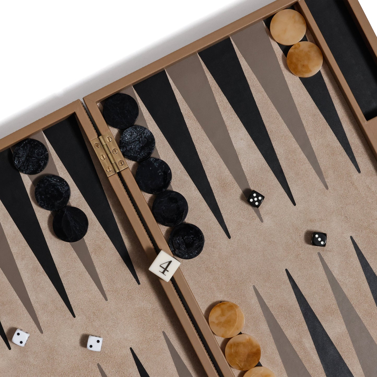 Geneva 19" Backgammon Set - Taupe Leather