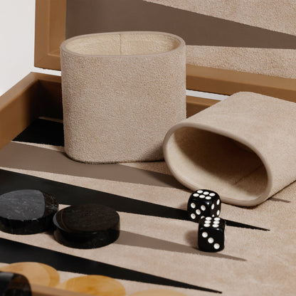Geneva 19" Backgammon Set - Taupe Leather