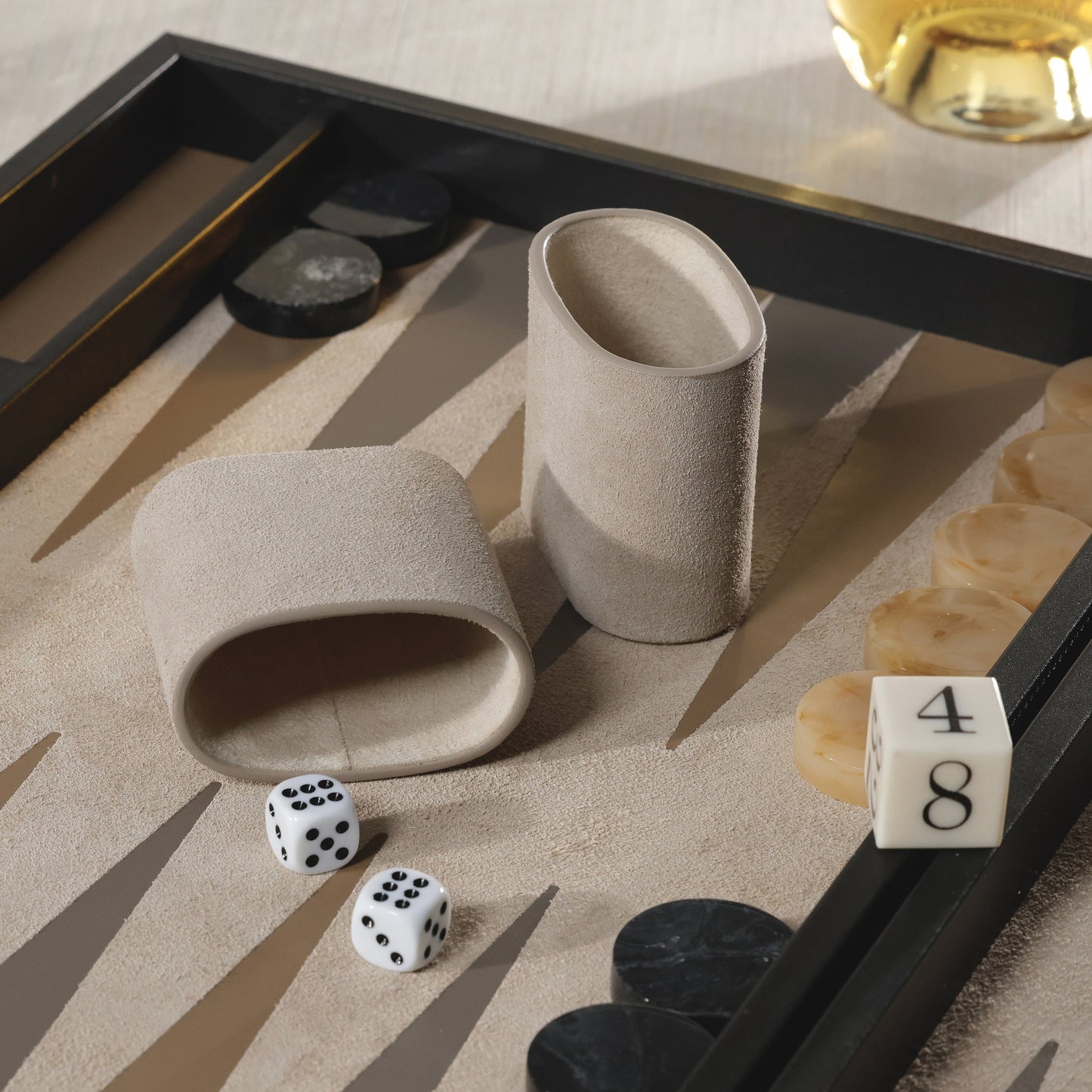Geneva 19" Backgammon Set - Midnight Black Leather