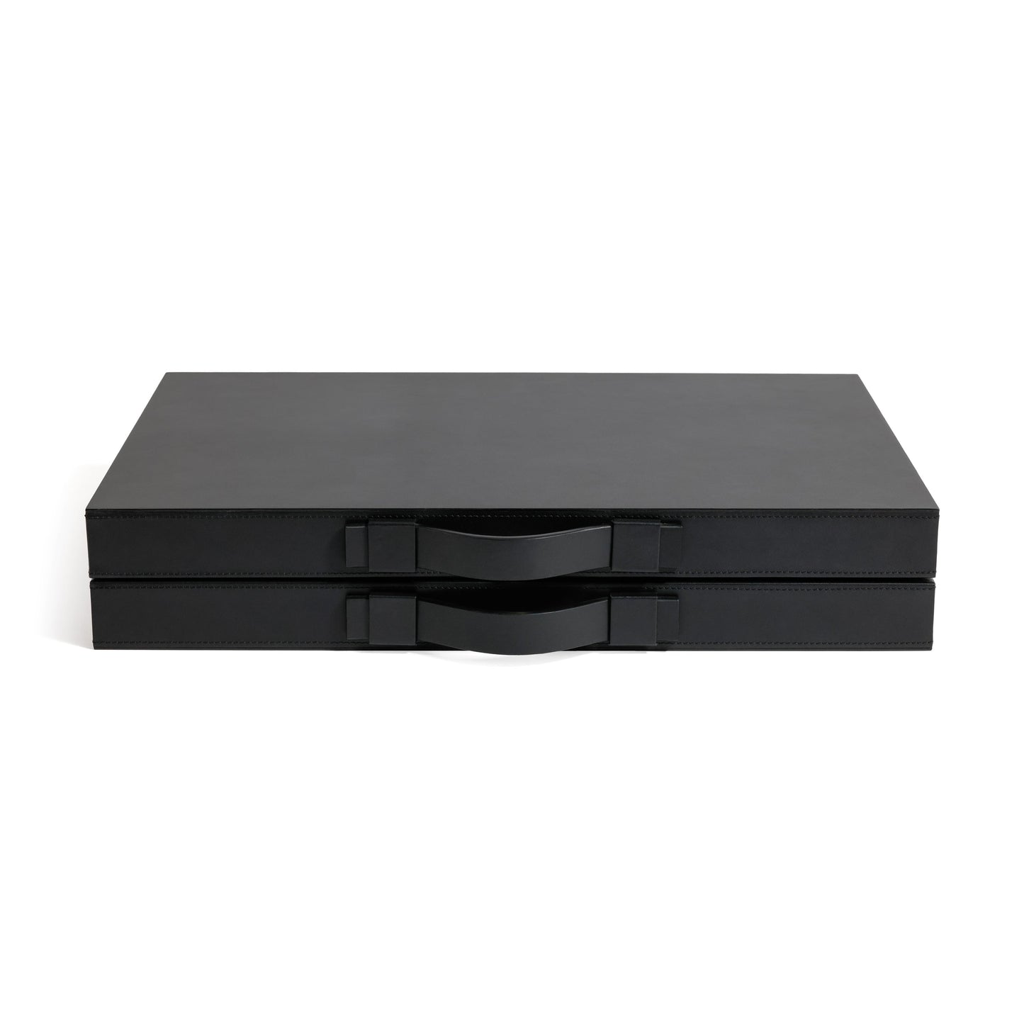 Geneva 19" Backgammon Set - Midnight Black Leather