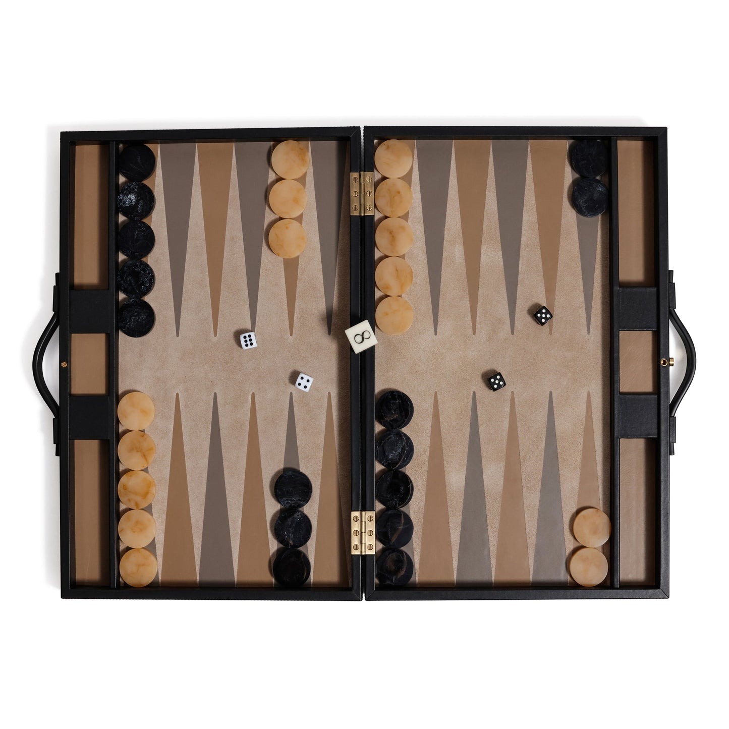 Geneva 19" Backgammon Set - Midnight Black Leather