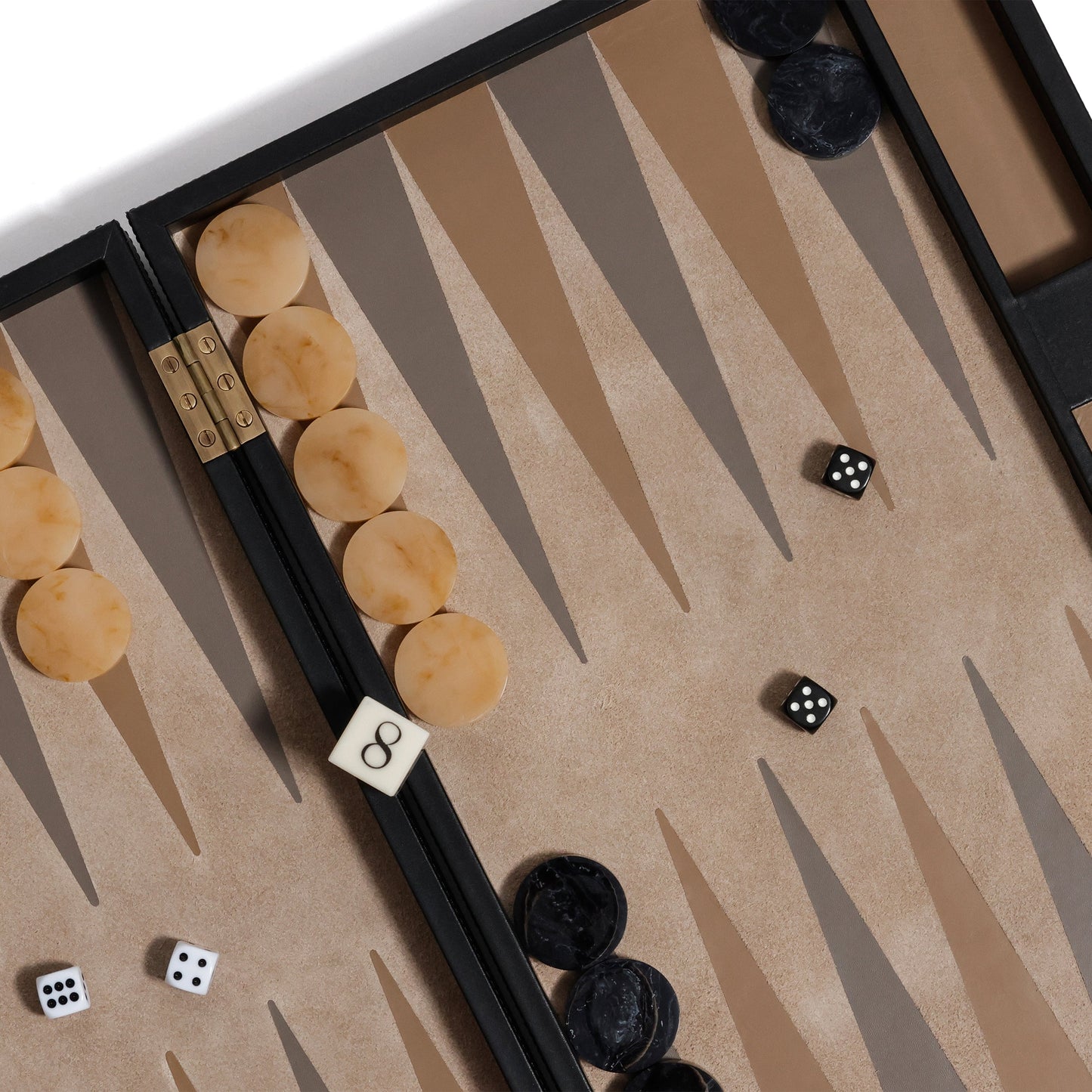Geneva 19" Backgammon Set - Midnight Black Leather