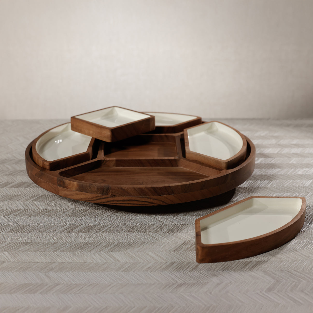 Lazy Susan with 5 Condiment Sections
