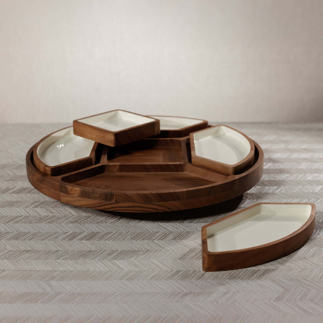 Lazy Susan with 5 Condiment Sections