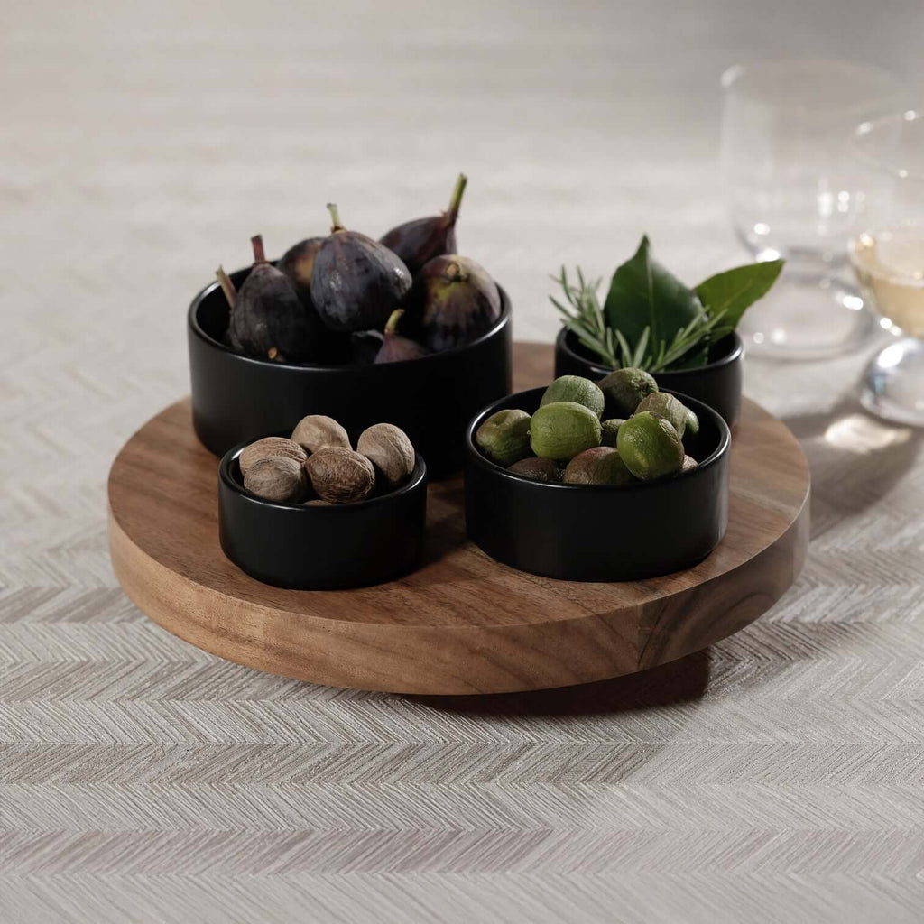 Lazy Susan with 4 Ceramic Bowls