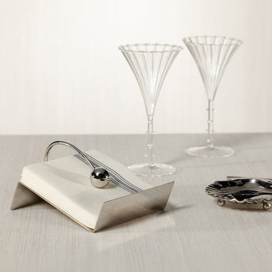 Sleek Cocktail Napkin Holder - Polished Nickel - CARLYLE AVENUE