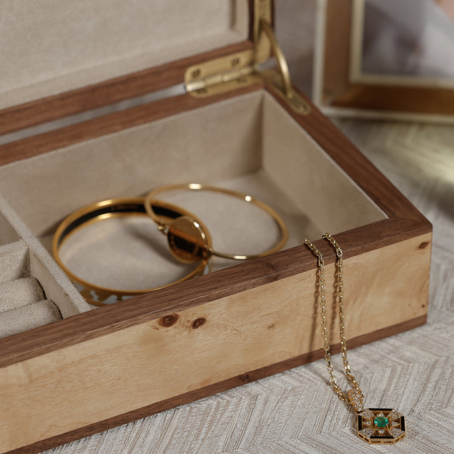 Linea Heritage Burl Veneer Jewelry Box