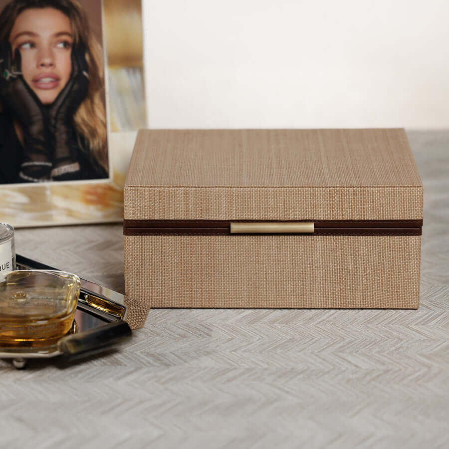 Linea Raffia with Leather Trim Jewelry Box - Jewelry Boxes by Carlyle Avenue