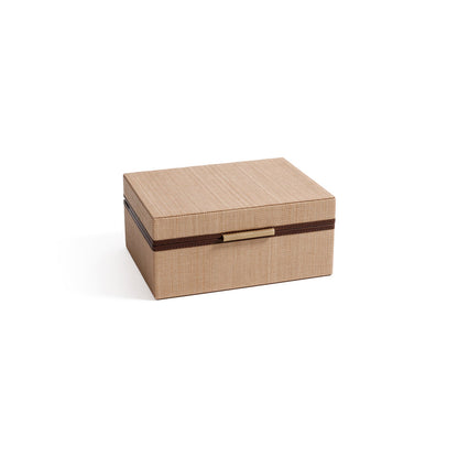 Linea Raffia with Leather Trim Jewelry Box
