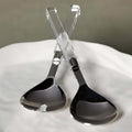 Mougins Salad Server Set with Acrylic Handle features polished stainless serving heads and crystal-clear handles.