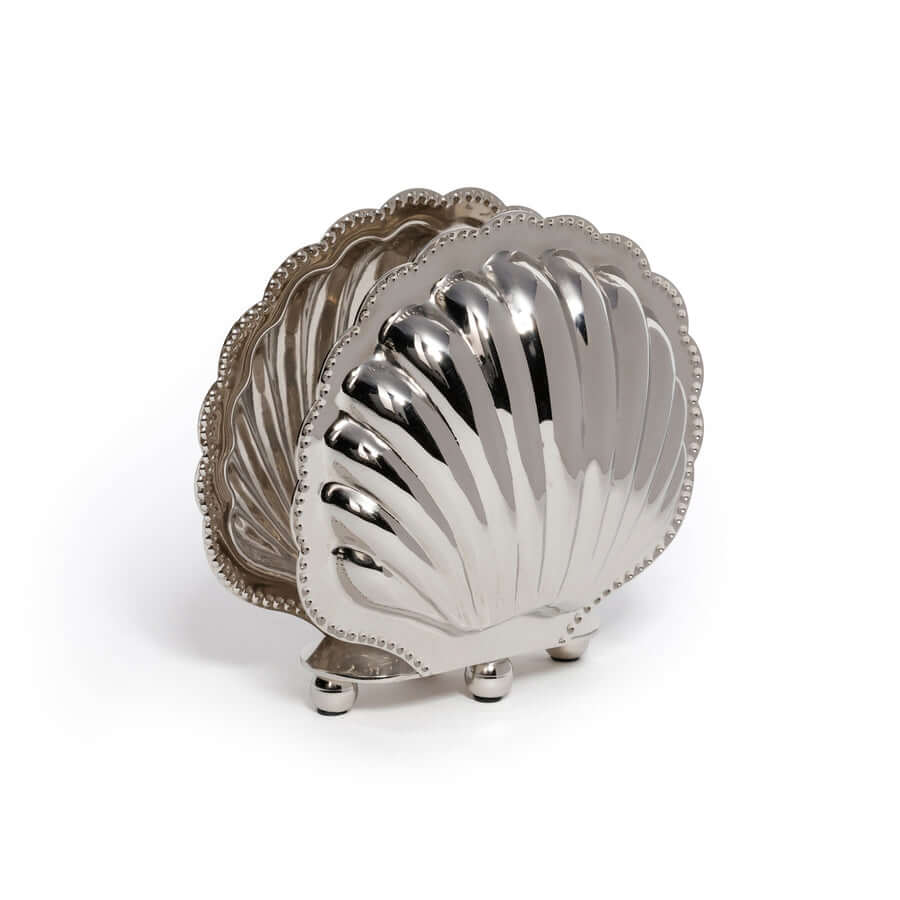 Cap Ferrat Fan Shell Napkin Holder - Polished Nickel - Napkin Holder by Carlyle Avenue