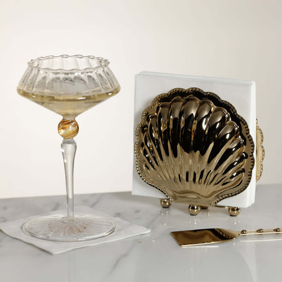 Cap Ferrat napkin holder, gold, front view