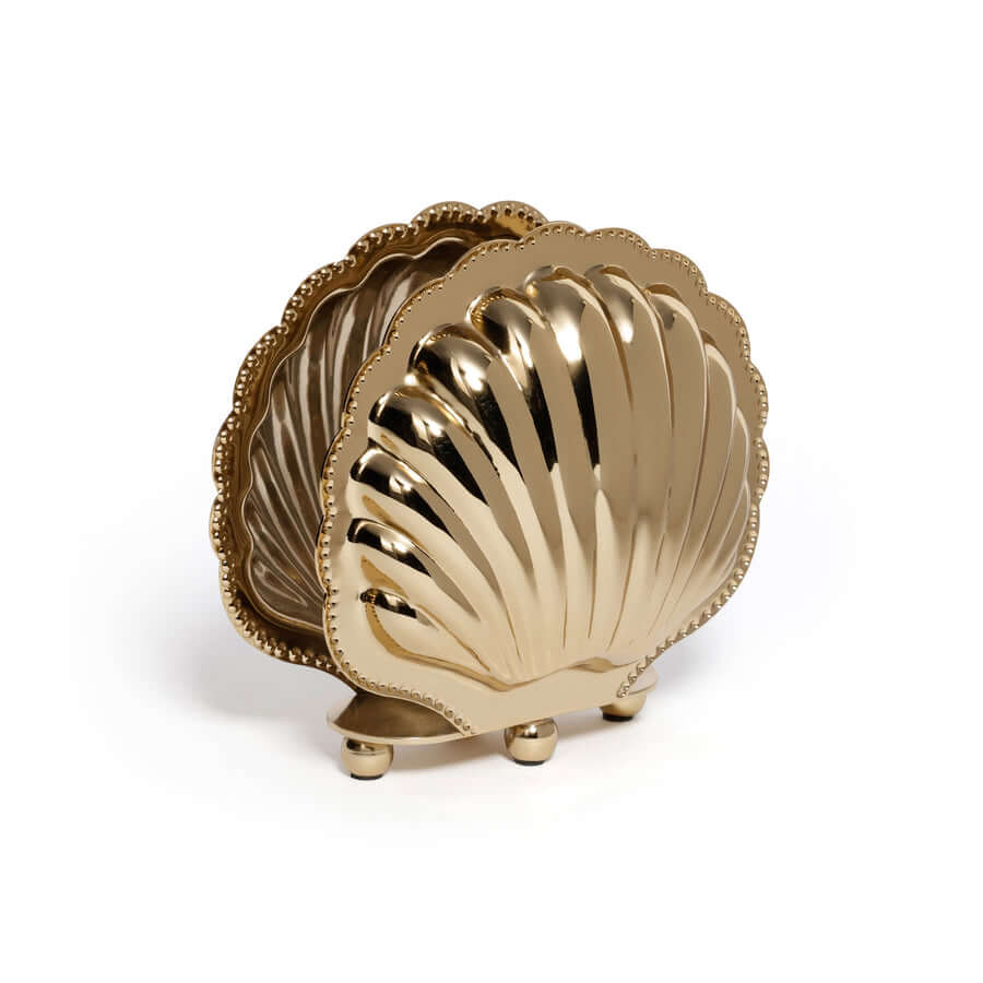 Cap Ferrat napkin holder, gold, fan-shell detail