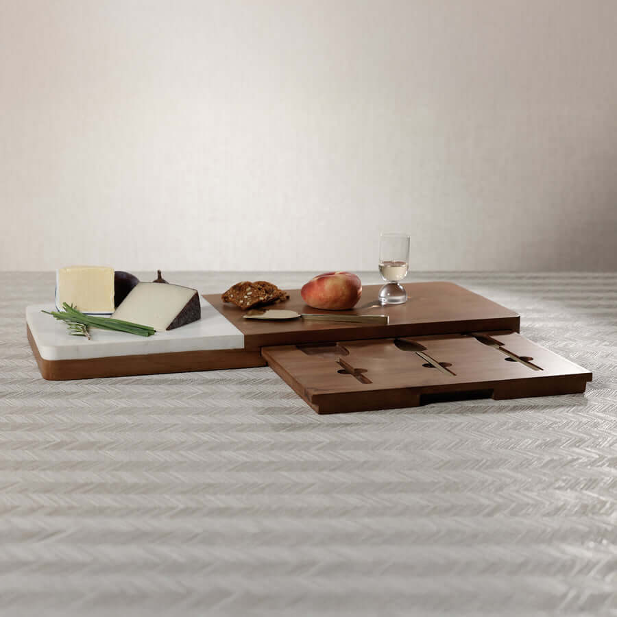 Marble & Mango Wood Charcuterie Board with Serving Tool Set