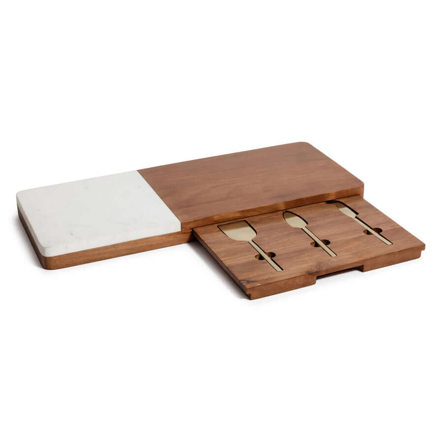 Marble & Mango Wood Charcuterie Board with Serving Tool Set