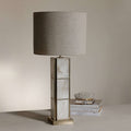 Golden Shore Alabaster Table Lamp featuring a unique alabaster base and a soft fabric shade, perfect for elegant interiors.