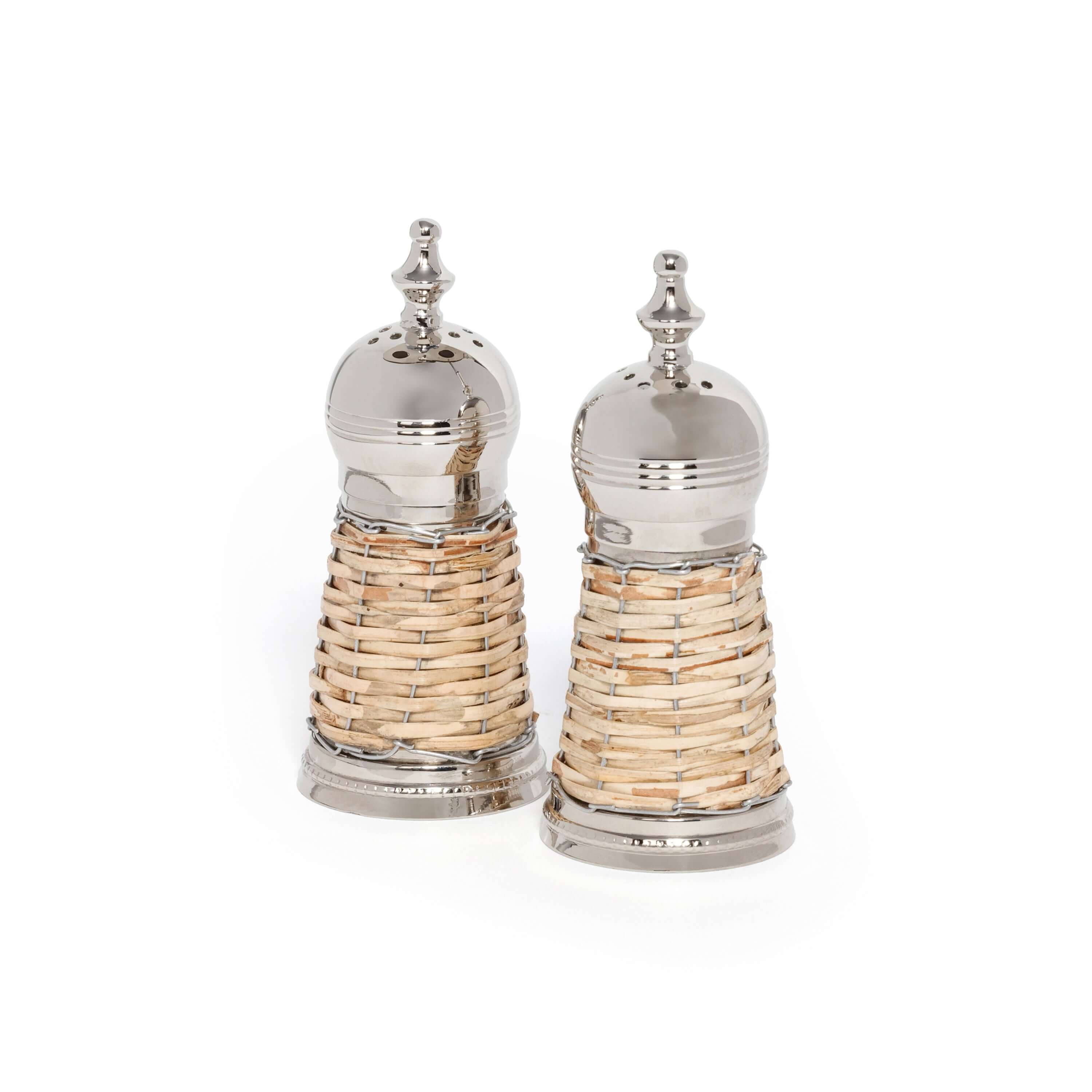Cap Ferrat Rattan Covered Salt and Pepper Shaker Set - Condiment Sets by Carlyle Avenue
