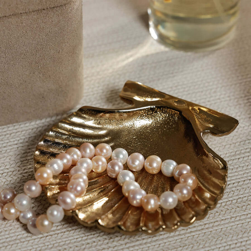 Raw Gold Sanibel Shell Tray, Set of 2