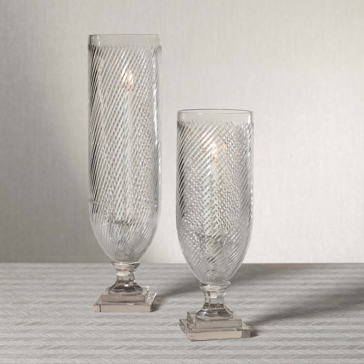 Maison de Verre Whisper Cut Glass Hurricane Taper Holder - CARLYLE AVENUE