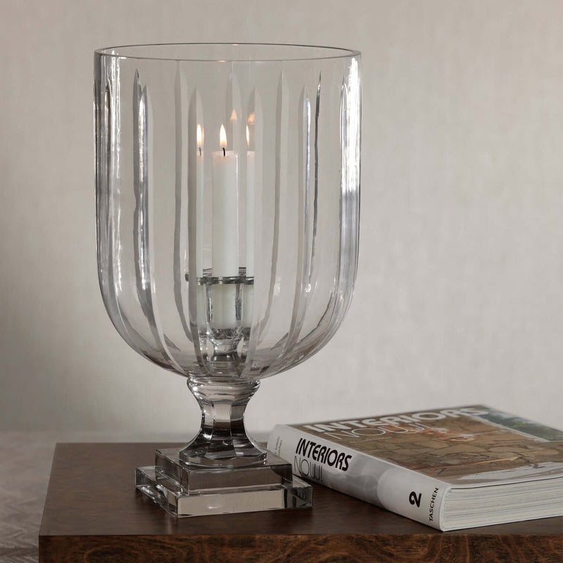 Maison de Verre Straight Cut Glass Hurricane Taper Holder - CARLYLE AVENUE