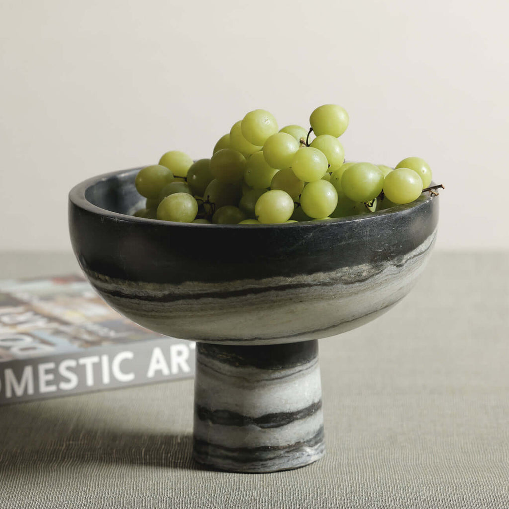 Black Panda Marble Footed Bowl