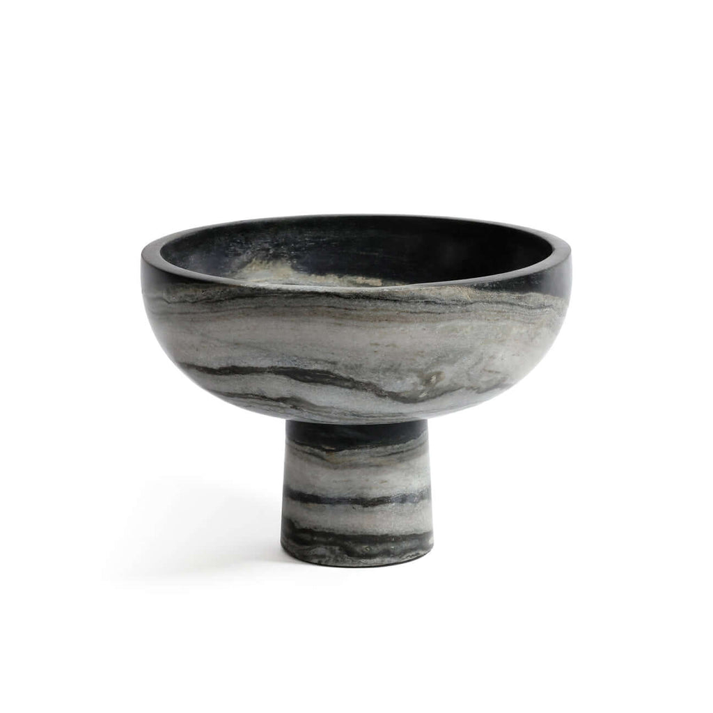 Black Panda Marble Footed Bowl