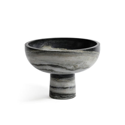 Footed Bowl - Black Panda Marble