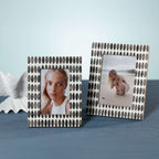 Sahara White Resin with Oval Chiseled Horn Photo Frame showcasing two elegant images.