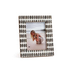Sahara White Resin with Oval Chiseled Horn Photo Frame showcasing a beach scene.