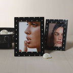Mamounia Black Resin with Small Chiseled Horn Design Photo Frame - Photo Frames by Carlyle Avenue