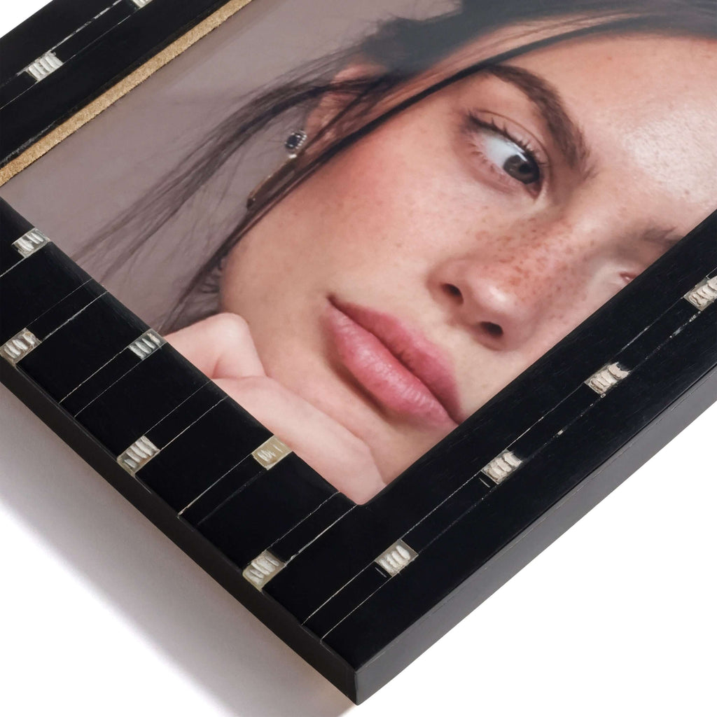 Mamounia Black Resin with Small Chiseled Horn Design Photo Frame - Photo Frames by Carlyle Avenue