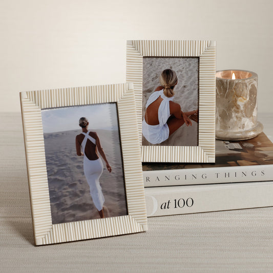 Nubia White Bone Ribbed Photo Frame