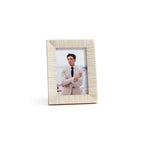 Nubia White Bone Ribbed Photo Frame showcasing hand-carved white bone texture and small size design.