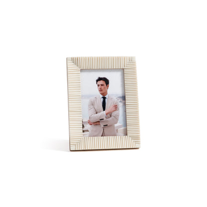 Nubia White Bone Ribbed Photo Frame