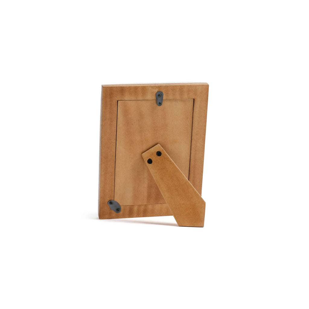 Back view of Nubia White Bone Ribbed Photo Frame showcasing its support and attachment features.
