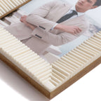 Nubia White Bone Ribbed Photo Frame showcasing elegant hand-carved white bone and fine parallel ribbing.