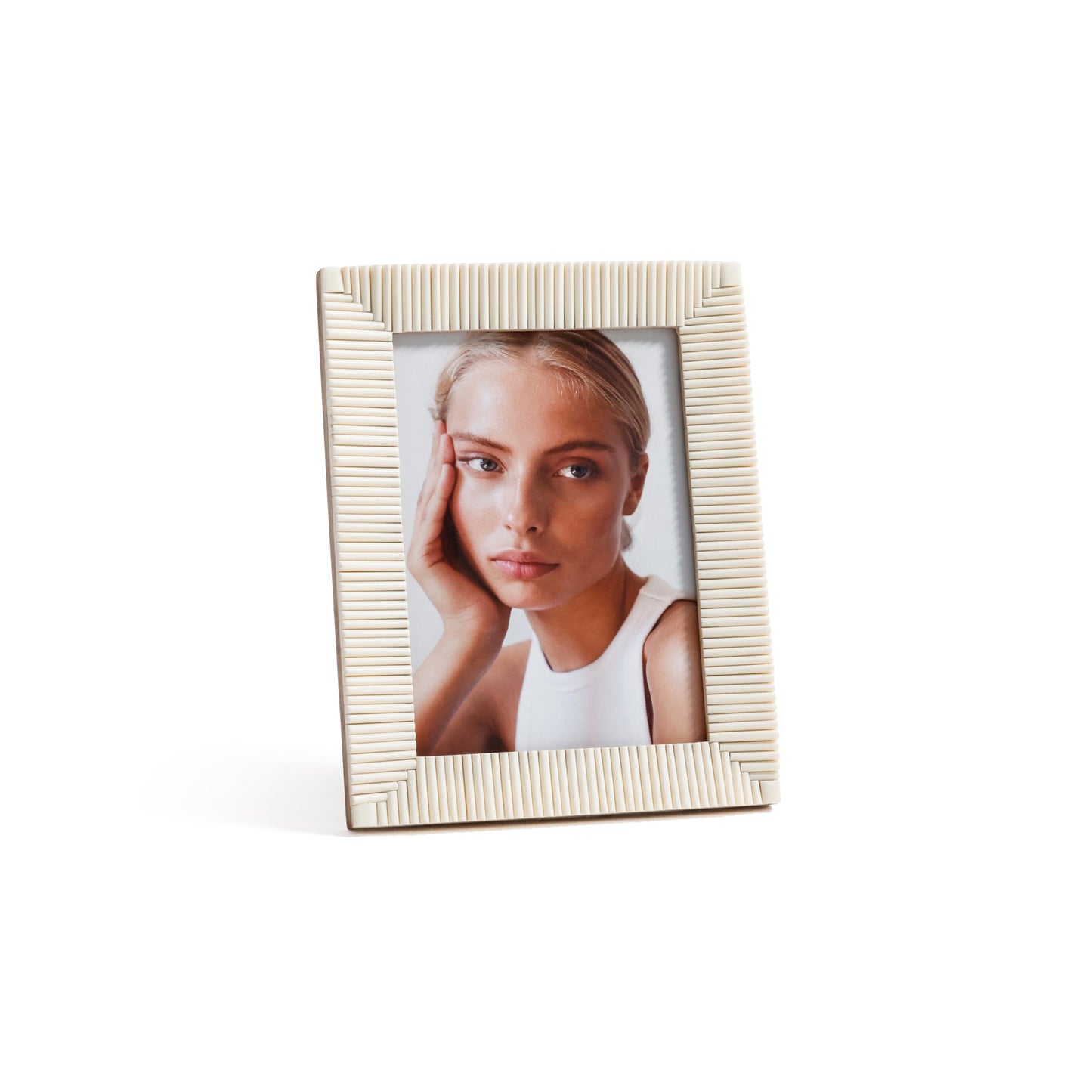 Nubia White Bone Ribbed Photo Frame